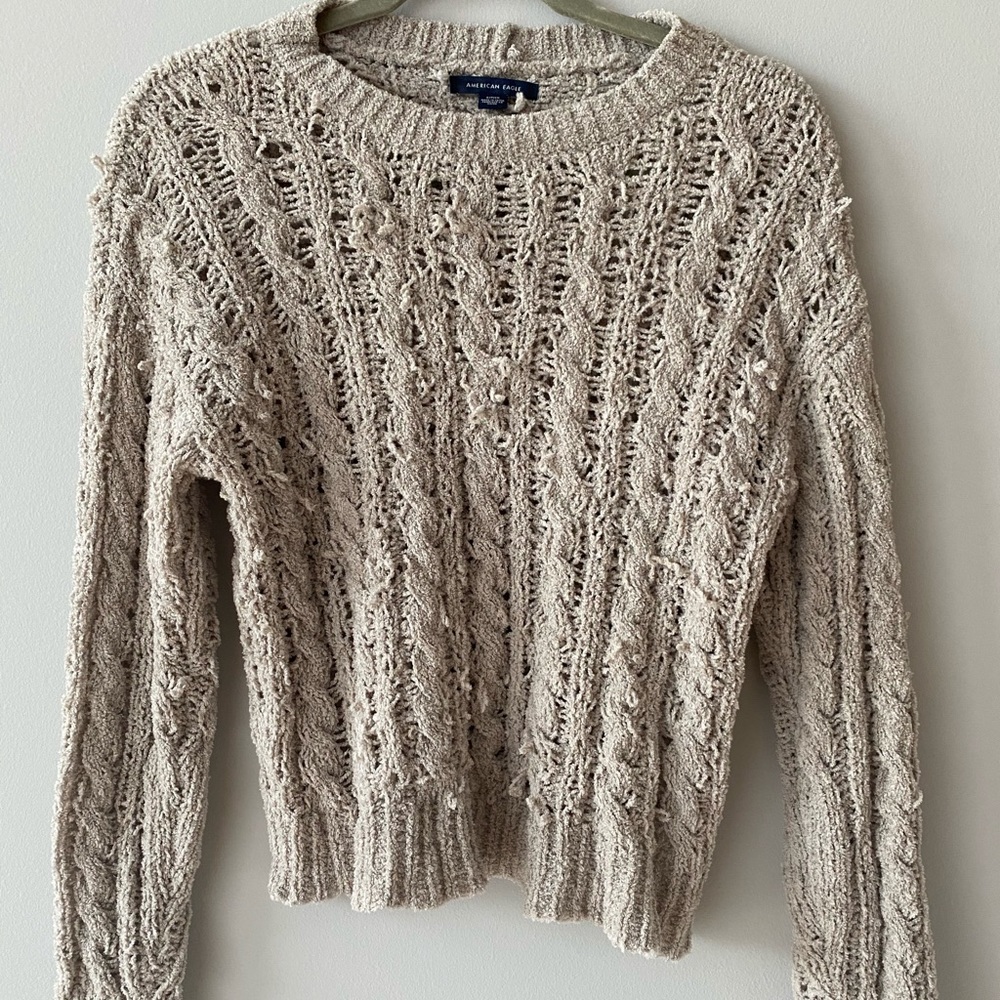 Cream American Eagle Lightweight Sweater